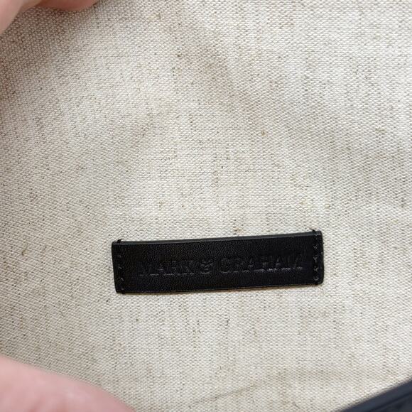 Mark And Graham Black Cream Leather Envelope Clutch Bag Purse Foldover 8" x 13" - Picture 6 of 9